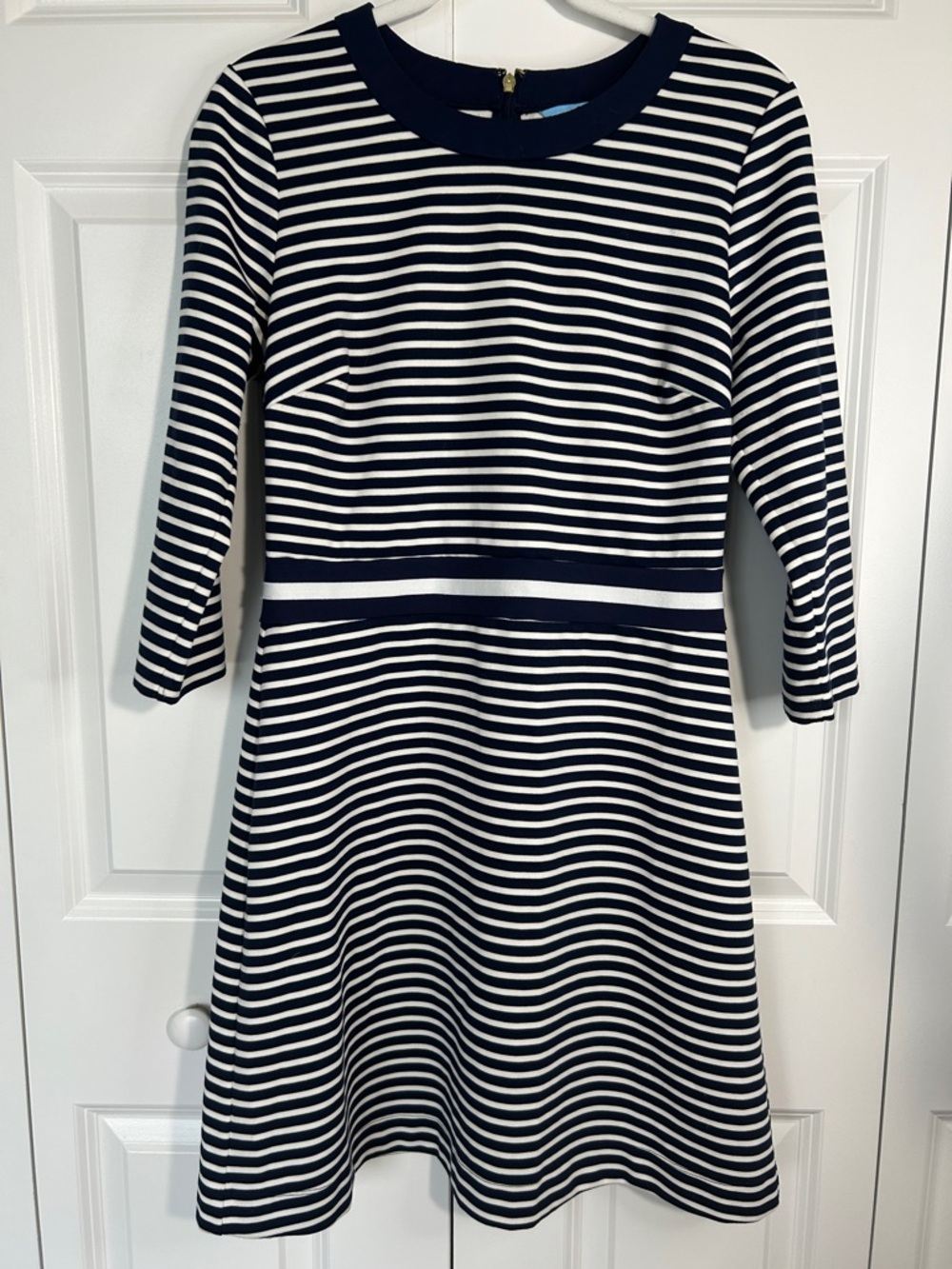 Draper James Navy and White Striped Crewneck Dress - Picture 2 of 6